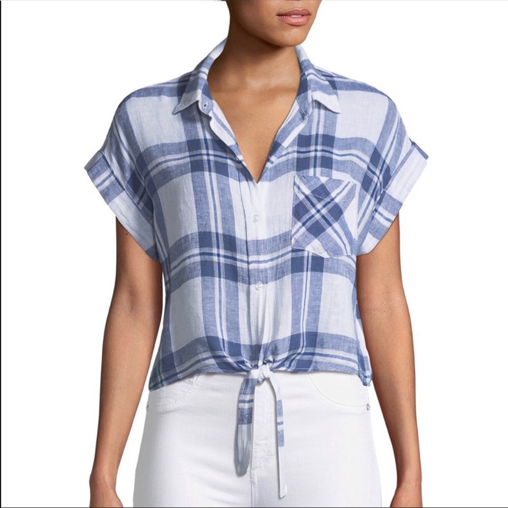 Rails Button Front Top Tie-Front Blouse XS - Picture 6 of 8